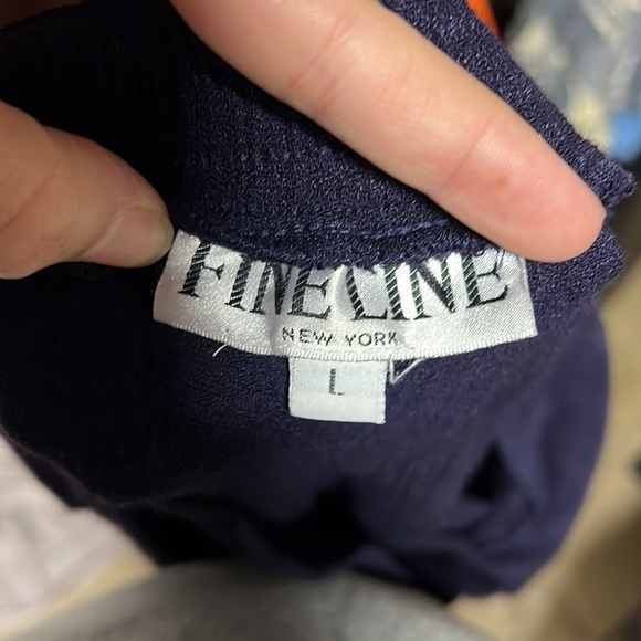 Vintage Fine Line Midi Skirt Blue Purple Womens Size L - Picture 3 of 4